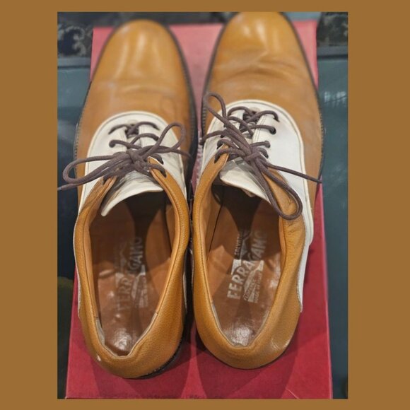 Brown & Off White Salvatore Ferragamo Golf Shoes 10 D